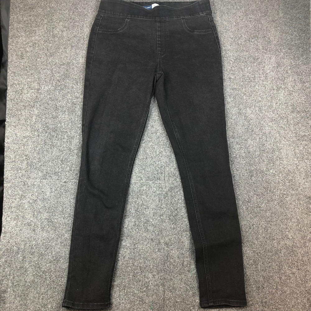 Old Navy Rockstar Super Skinny Jeggings Black Mid Rise Tall Size 14